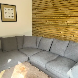 Grey Corner Sofa – L-Shaped Sectional, Good Condition