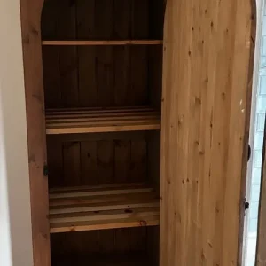 Solid Wood Cupboard with Gothic Arch Door - Image 3