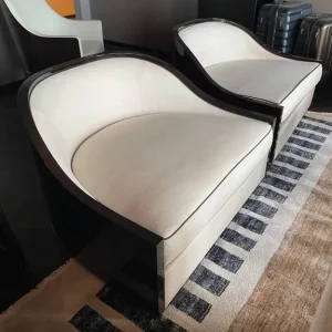 Two Bespoke Cream Armchairs - Image 2