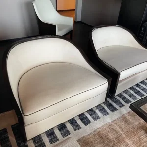 Two Bespoke Cream Armchairs - Image 3