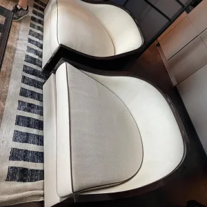 Two Bespoke Cream Armchairs - Image 6