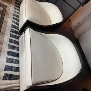 Two Bespoke Cream Armchairs - Image 7
