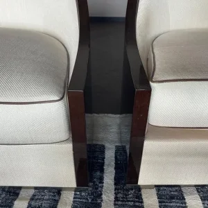 Two Bespoke Cream Armchairs - Image 8