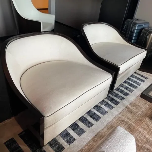 Two Bespoke Cream Armchairs