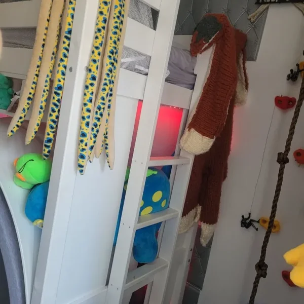 Single loft bed with reading nook and hideaway