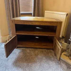 Solid Oak TV Bench with Storage - Image 2