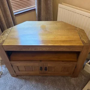 Solid Oak TV Bench with Storage - Image 5