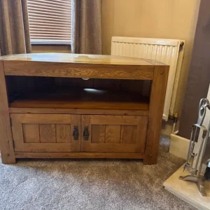 Solid Oak TV Bench with Storage - Image 6