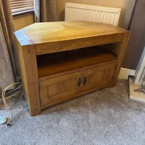 Solid Oak TV Bench with Storage