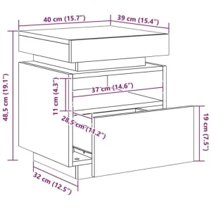 Bedside Cabinet with RGB LED Lights, Grey Sonoma - Image 3