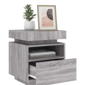 Bedside Cabinet with RGB LED Lights, Grey Sonoma - Image 5