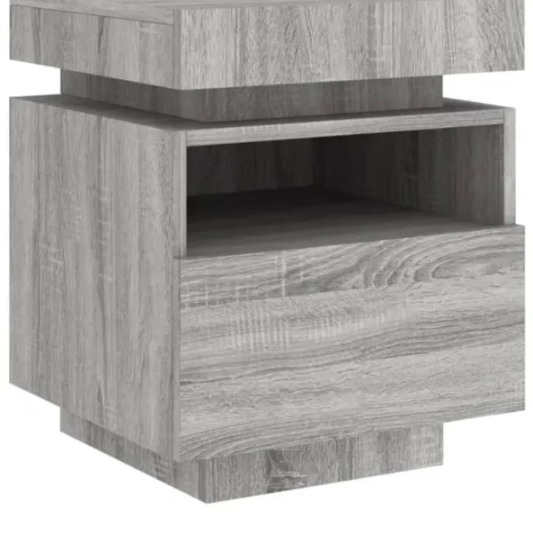 Bedside Cabinet with RGB LED Lights, Grey Sonoma