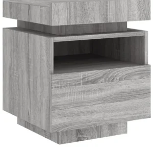 Bedside Cabinet with RGB LED Lights, Grey Sonoma