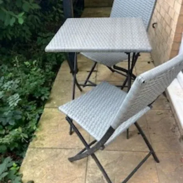 Grey 3-piece rattan garden bistro set
