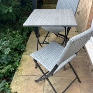 Grey 3-piece rattan garden bistro set