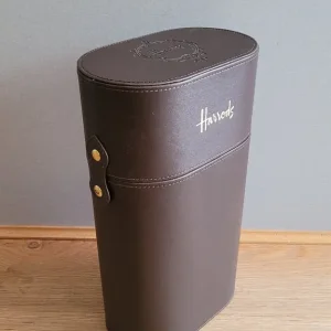 Genuine Harrods Brown Leather Bottle Holder for 2 Bottles - Image 2