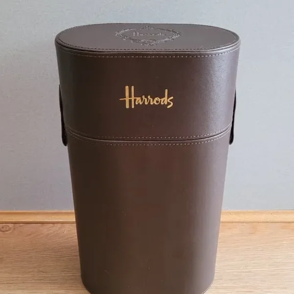 Genuine Harrods Brown Leather Bottle Holder for 2 Bottles