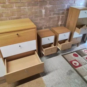4 piece bedroom furniture set, small sizes, contemporary style