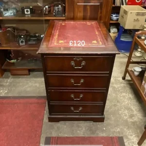 Vintage filing cabinet with OXBLOOD Skiver - Image 3