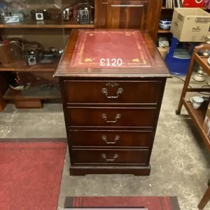 Vintage filing cabinet with OXBLOOD Skiver - Image 4