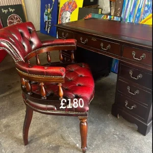 Vintage filing cabinet with OXBLOOD Skiver - Image 5