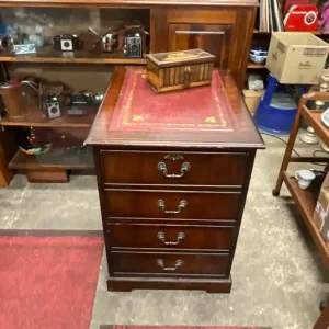 Vintage filing cabinet with OXBLOOD Skiver