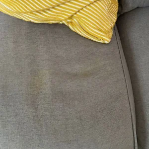 Grey L Shaped Sofa + Pillows + Pouffe - Image 4