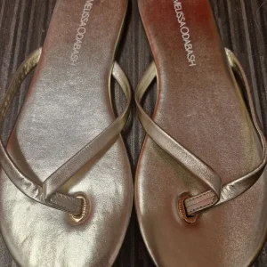 Melissa Odabash Leather Flip Flops Size 4
