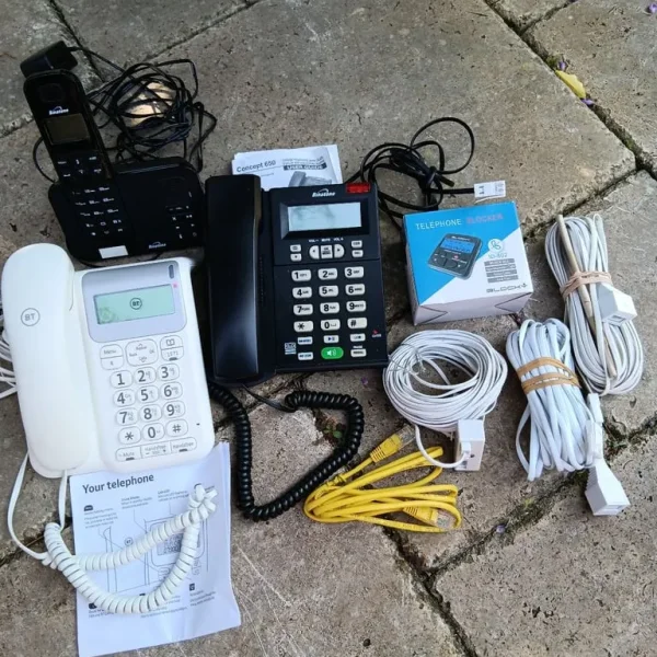 Assorted telephones & leads