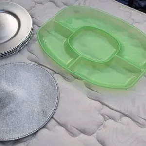 Picnic Outdoor Large Silver Plates & Serving Dish - Image 6