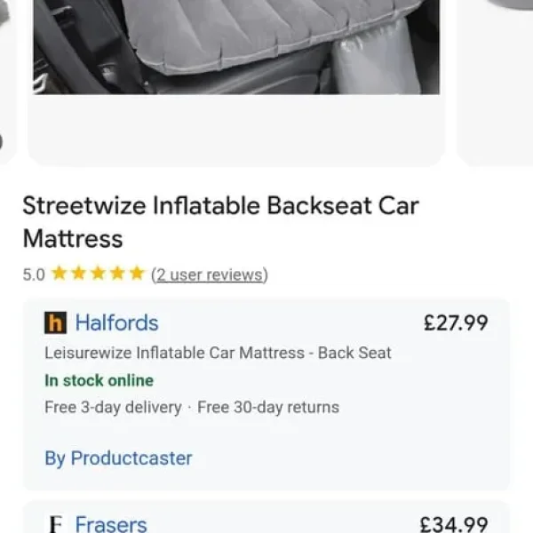 Car back seat mattress