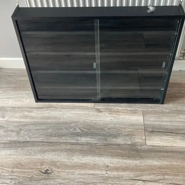 Black shelving unit