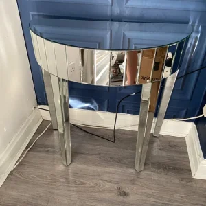 Half moon mirrored table