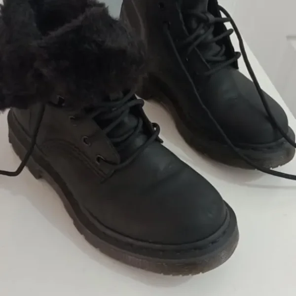 Dr Martens 1460 Kolbert Wintergrip Black Leather Boots Fur Lined Size 4