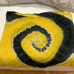 MSH Yellow & Black Tie Dye Scarf - Hippie/Boho/Festival/Summer