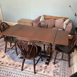 Vintage Extending Oak Dining Table with 4 Chairs C465 - Image 2