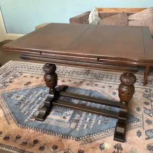 Vintage Extending Oak Dining Table with 4 Chairs C465 - Image 5