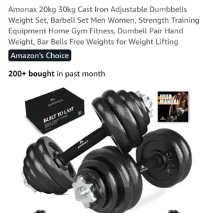 Amonax 30kg Cast Iron Adjustable Dumbbells Weight Set