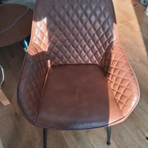 Brown Faux leather dining chairs - Image 2