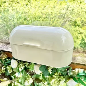 Vintage 1950s Smeg-style cream enamel bread bin - Image 4