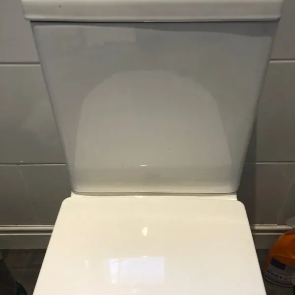 Two white toilets and a white hand basin