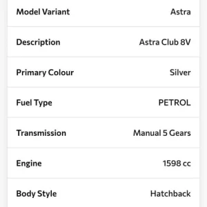 Vauxhall Astra hatchback 2004 manual 1598cc 5-door - Image 5
