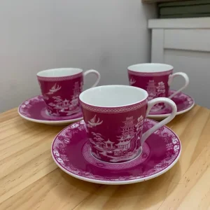 PORCELAIN ESPRESSO CUP AND SAUCER X 3
