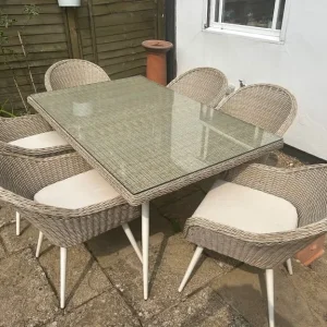 All weather garden dining set – table and 6 chairs - Image 2