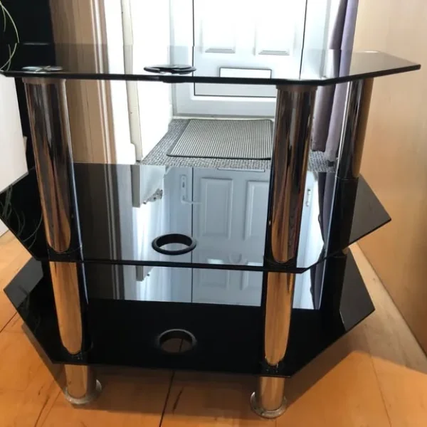 Tv stand black glass