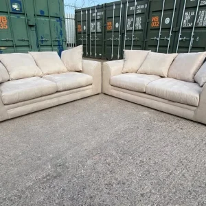 Champagne Suede 3+3 Seater Sofa Set – Still in Original Boxes