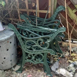 Cast iron bench ends and table