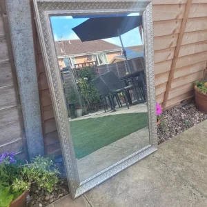 Silver framed wall mirror - Image 3