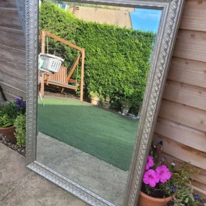 Silver framed wall mirror