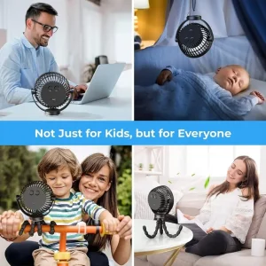 Battery Operated Portable Fan with 3 Speeds and LED Light - Image 3